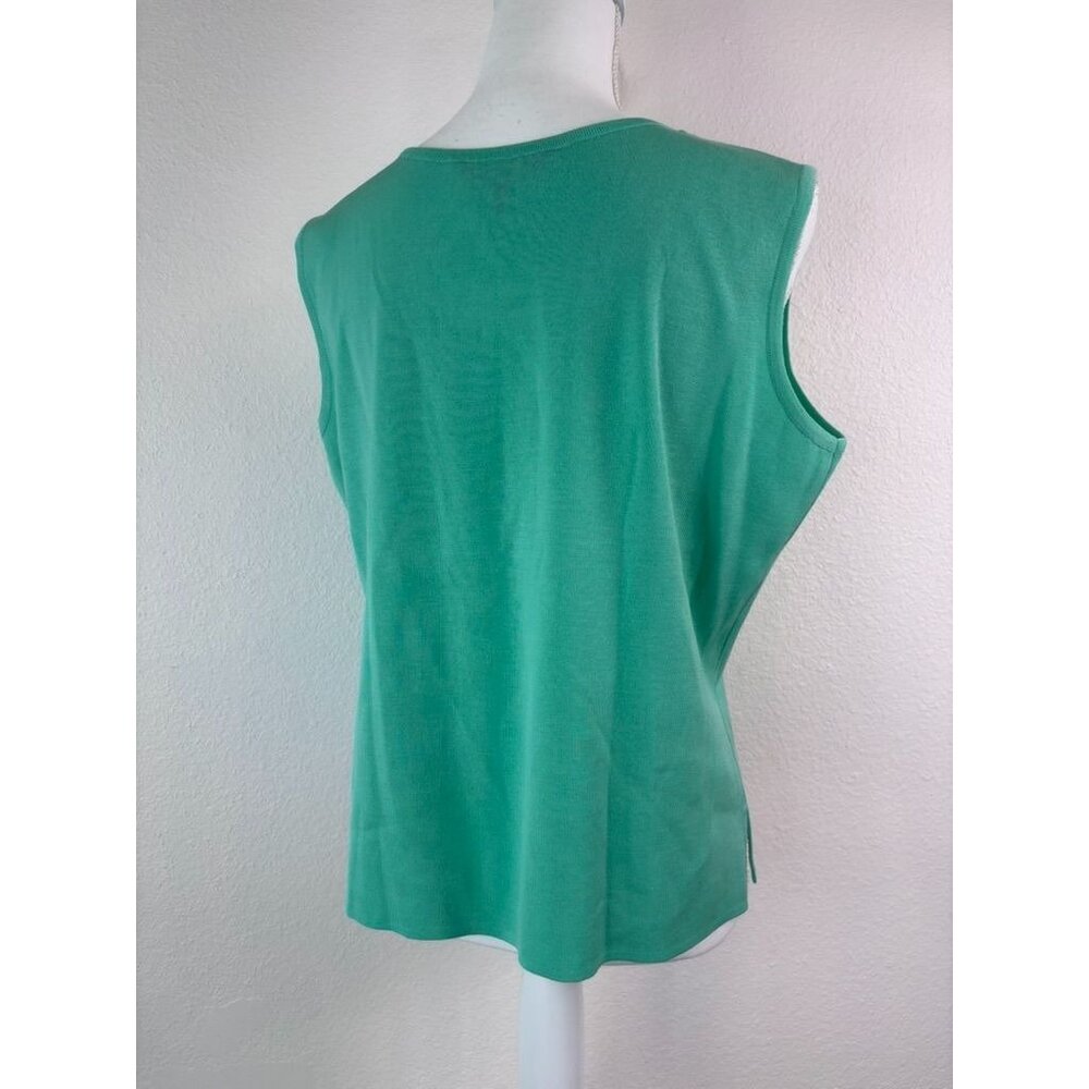 Ming Wang‎ women's size large seafoam green scoop neck knit tank top casual - Picture 4 of 7
